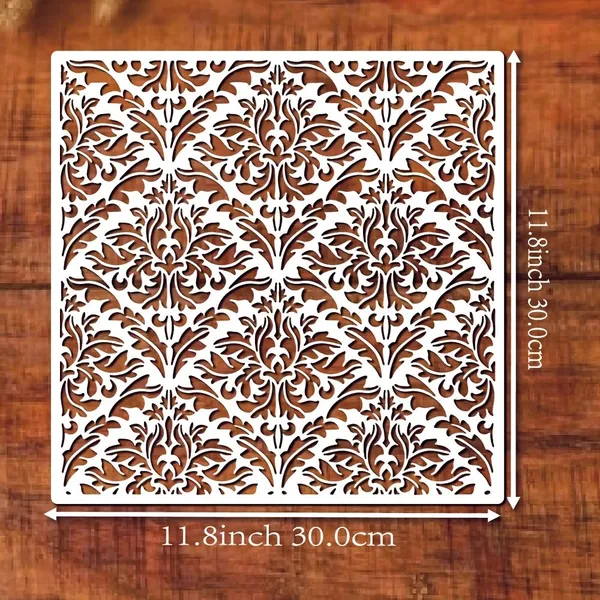 White_Elegant_Damask_Stencils_Large_Texture_Plastic_Wall_Stencils_Home_Decor