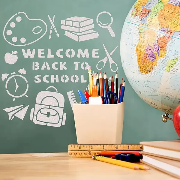 White_Welcome_Back_To_School_Stencil_Reusable_Plastic_Template_Home_Decor