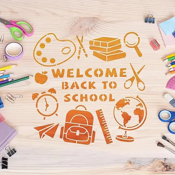 White_Welcome_Back_To_School_Stencil_Reusable_Plastic_Template_Home_Decor