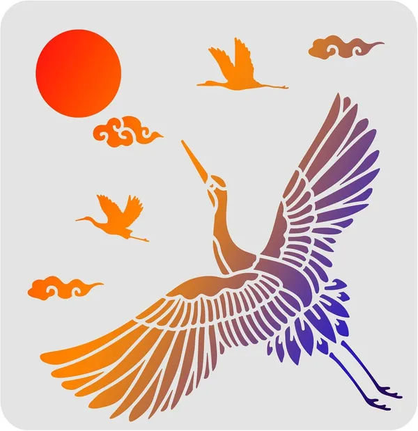 White_Crane_Auspicious_Clouds_Stencil_Diy_And_Craft