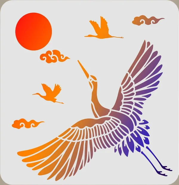 White_Crane_Auspicious_Clouds_Stencil_Diy_And_Craft