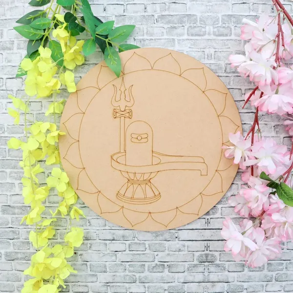 Beige_Wooden_Lippan_Art_Wall_Panel_Shivling_Diy_And_Craft