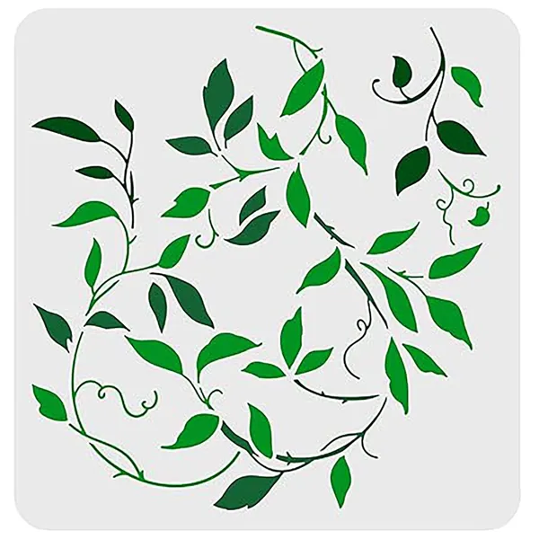 White_Delicate_Vine_Stencil_Reusable_Leaf_Plant_Stencil_Home_Decor