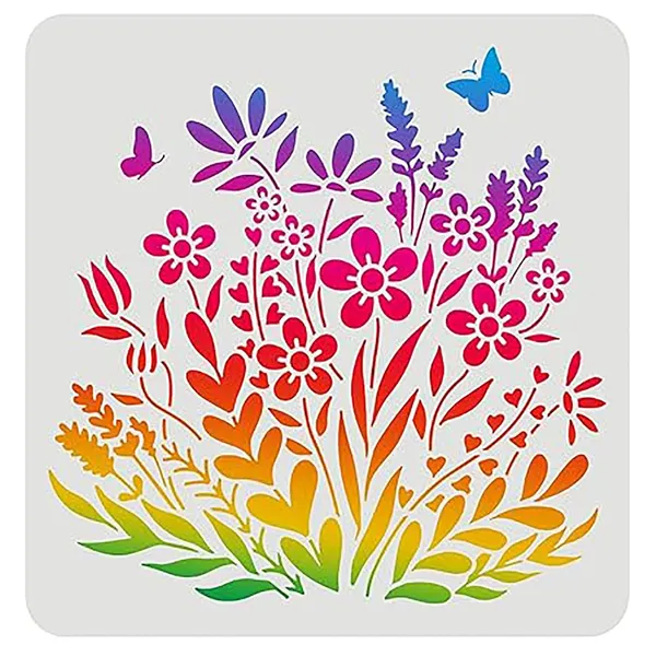 White_Wildflowers_Stencil_Reusable_Floral_Painting_Stencil_Home_Decor