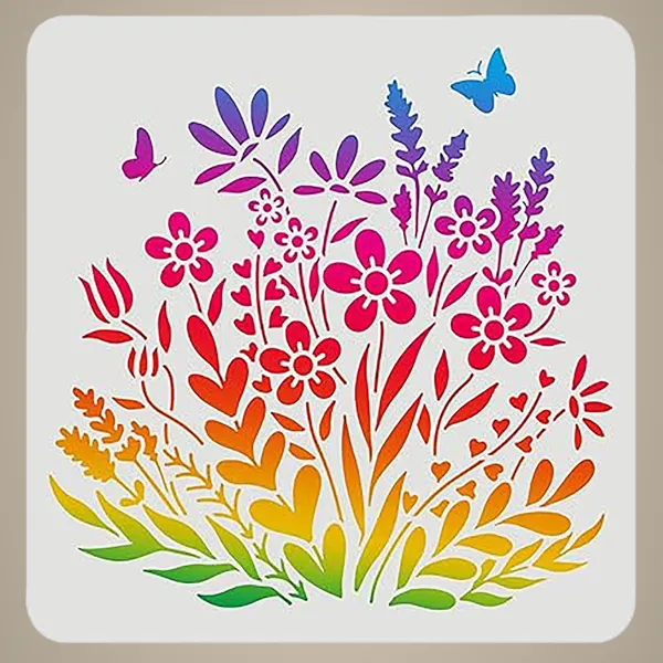 White_Wildflowers_Stencil_Reusable_Floral_Painting_Stencil_Home_Decor