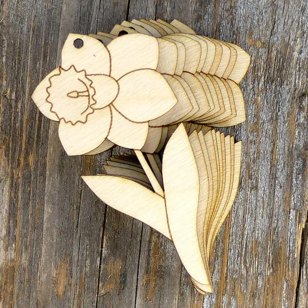 Beige_Wooden_Daffodil_Flower_Leaves_Craft_Shape_General