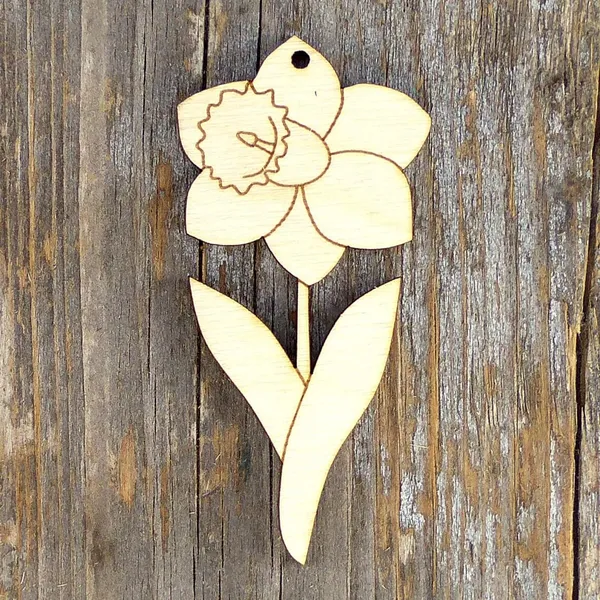 Beige_Wooden_Daffodil_Flower_Leaves_Craft_Shape_General