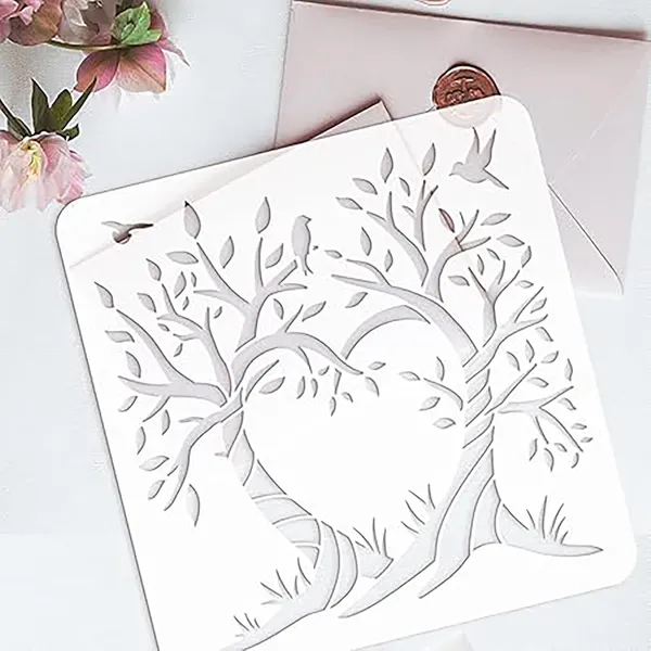 White_Love_Tree_Painting_Stencil_Home_Decor