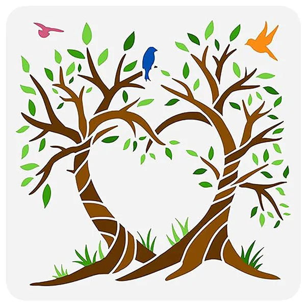 White_Love_Tree_Painting_Stencil_Home_Decor