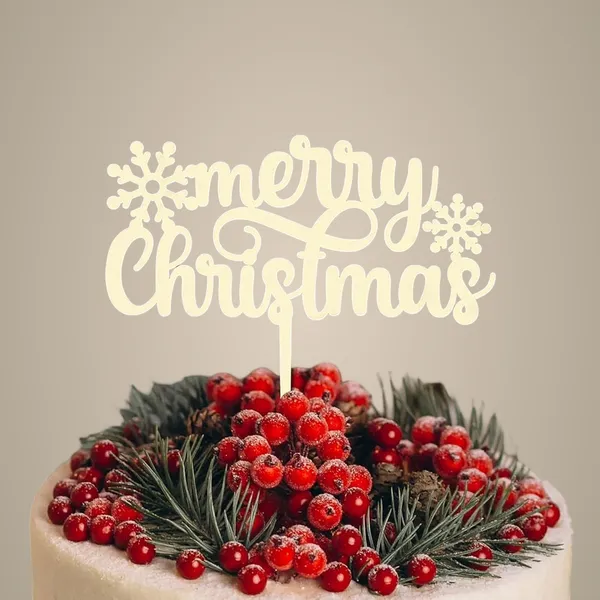 Beige_Christmas_Cake_Topper_Wooden_Rustic_Cake_Decorations_Wedding