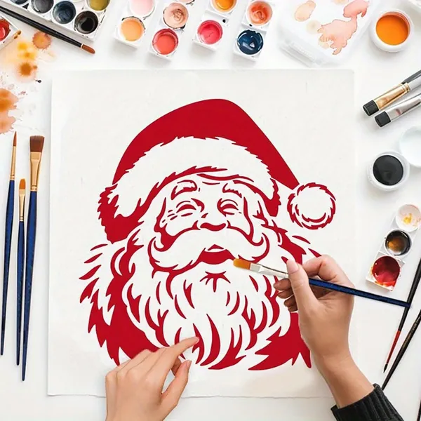White_Large_Reusable_Santa_Claus_Stencil_Diy_And_Craft