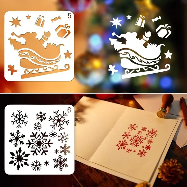 White_Christmas_Stencils_Template_Reusable_Plastic_Craft_Set_General