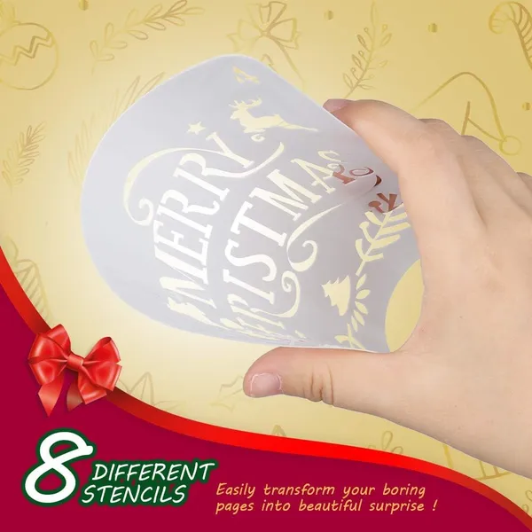 White_Christmas_Stencils_Template_Reusable_Plastic_Craft_Set_General