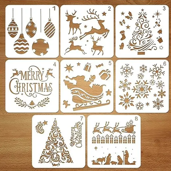 White_Christmas_Stencils_Template_Reusable_Plastic_Craft_Set_General