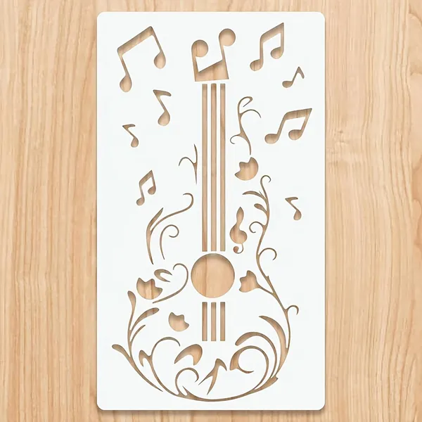White_Guitar_Stencil_Reusable_Plastic_Art_Template_Diy_And_Craft