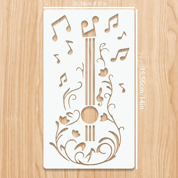 White_Guitar_Stencil_Reusable_Plastic_Art_Template_Diy_And_Craft