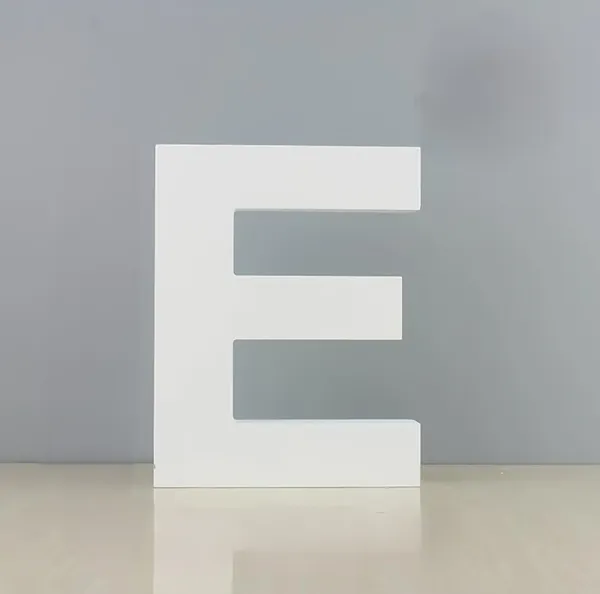 White_Standing_Letter_E_Decoration