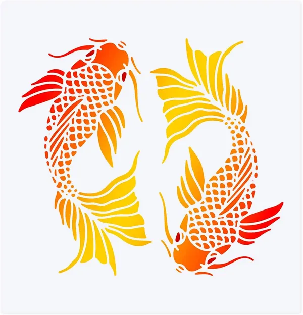 White_Koi_Fish_Stencils_Plastic_Carp_Drawing_Painting_Templates_Diy_And_Craft