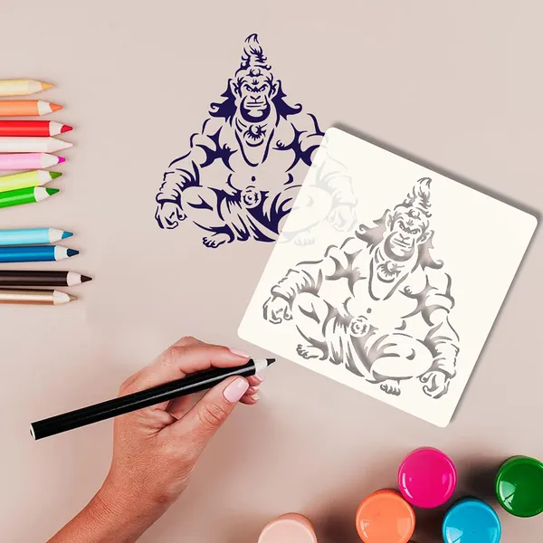 White_Lord_Hanuman_Stencil_Hindu_God_Monkey_God_Template_Diy_And_Craft