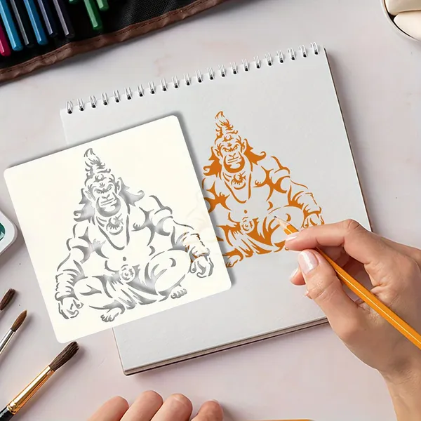 White_Lord_Hanuman_Stencil_Hindu_God_Monkey_God_Template_Diy_And_Craft