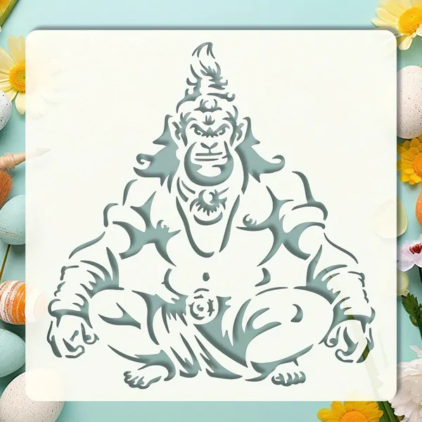 White_Lord_Hanuman_Stencil_Hindu_God_Monkey_God_Template_Diy_And_Craft