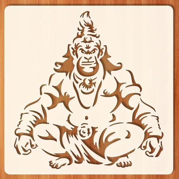 White_Lord_Hanuman_Stencil_Hindu_God_Monkey_God_Template_Diy_And_Craft
