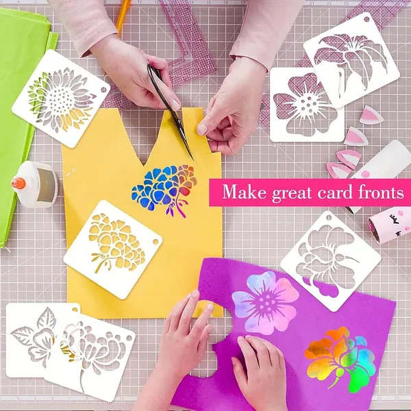 White_Flower_Stencils_Reusable_Plastic_Painting_Templates_Diy_And_Craft