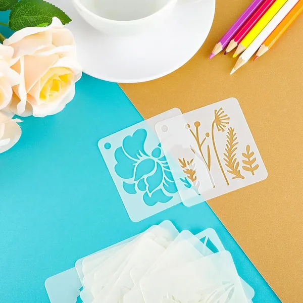 White_Flower_Stencils_Reusable_Plastic_Painting_Templates_Diy_And_Craft