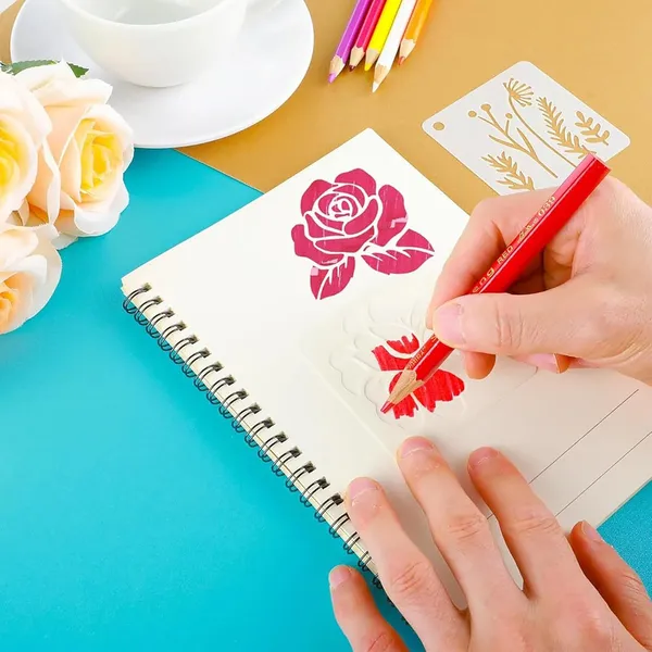 White_Flower_Stencils_Reusable_Plastic_Painting_Templates_Diy_And_Craft
