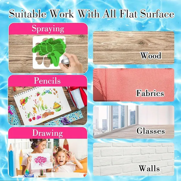 White_Flower_Stencils_Reusable_Plastic_Painting_Templates_Diy_And_Craft