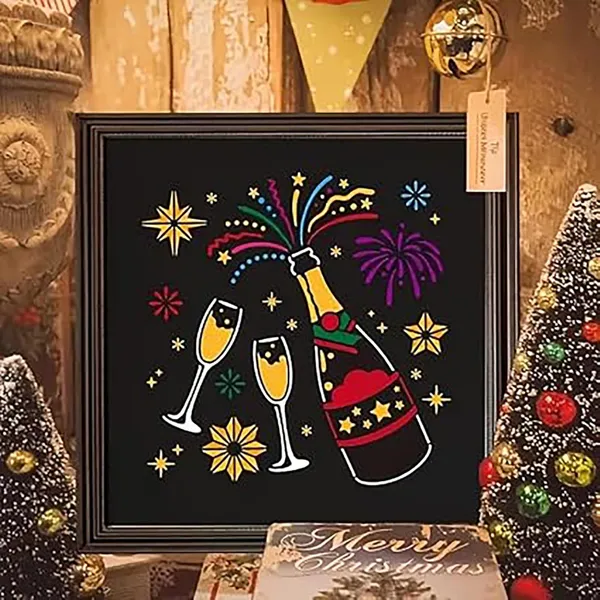 White_Champagne_Wine_Theme_Stencil_Plastic_Painting_Template_Home_Decor