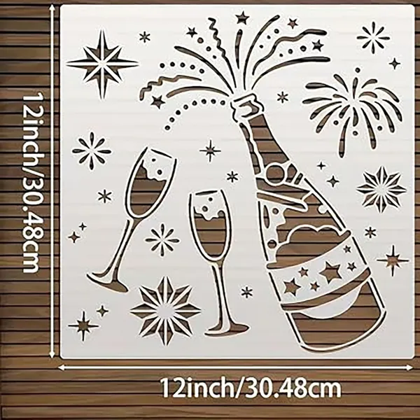 White_Champagne_Wine_Theme_Stencil_Plastic_Painting_Template_Home_Decor
