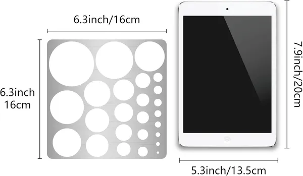 White_Metric_Circle_Template_Metal_Ruler_Stainless_Steel_Drawing_Tracer_Diy_And_Craft