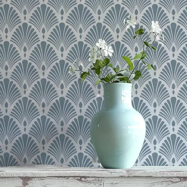 White_Large_Leaf_Pattern_Wall_Stencil_Diy_And_Craft
