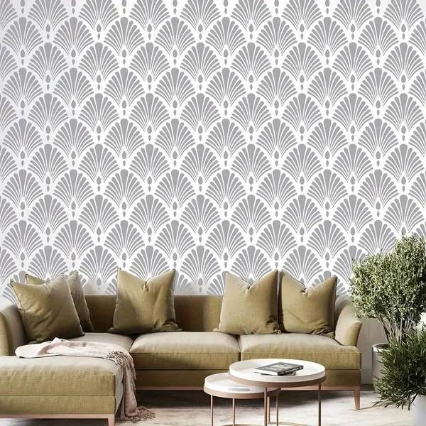 White_Large_Leaf_Pattern_Wall_Stencil_Diy_And_Craft