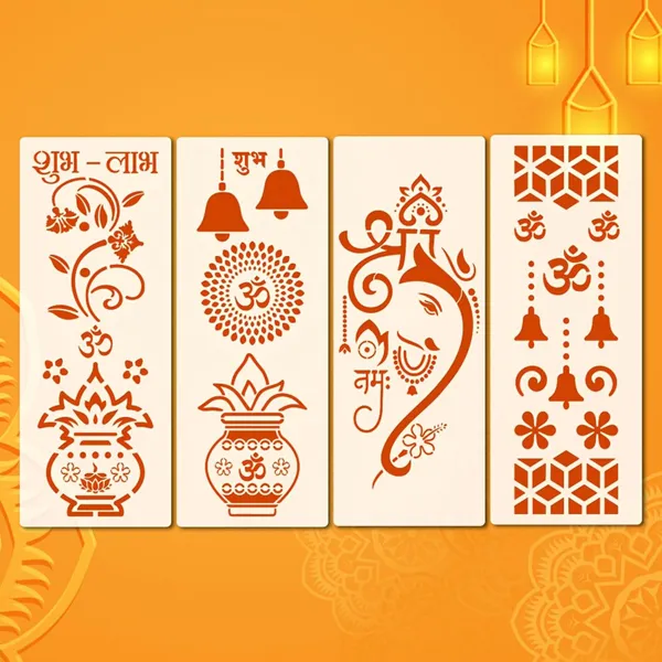 White_Reusable_Indian_Deity_Wall_Painting_Stencil_Cm_Templates_Home_Decor
