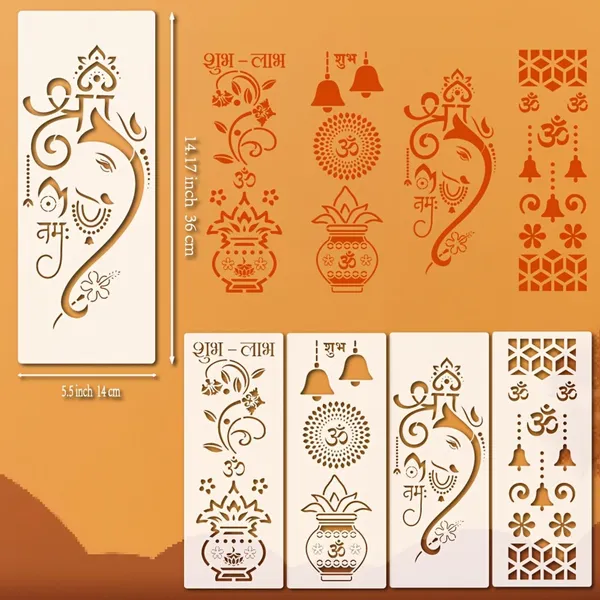 White_Reusable_Indian_Deity_Wall_Painting_Stencil_Cm_Templates_Home_Decor