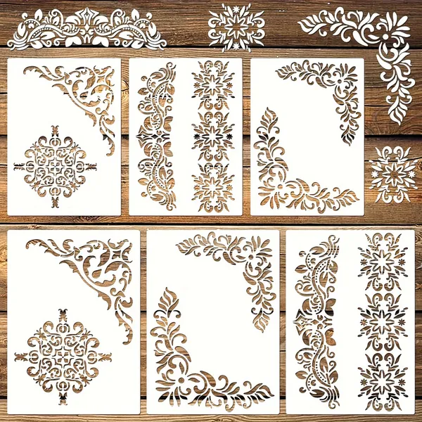 White_Corner_Stencils_Floral_Border_Templates_Diy_And_Craft
