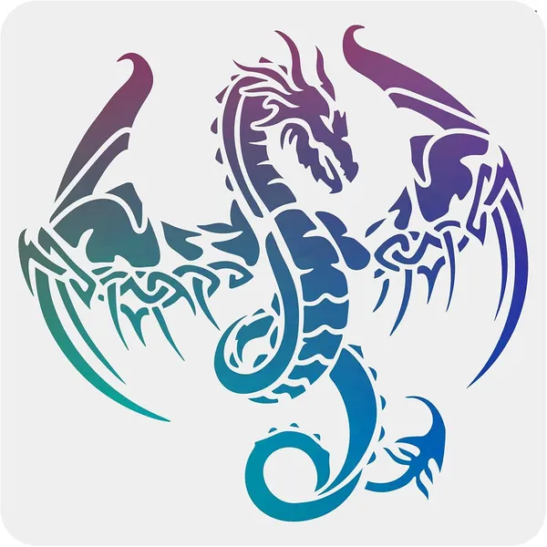 White_Dragon_Stencil_Decoration_Template_Plastic_Dragon_Drawing_Painting_Square_Pterosaur_Template_Diy_And_Craft