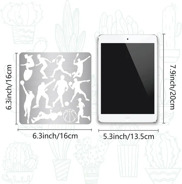 White_Sports_Metal_Stencil_Basketball_Human_Player_Stainless_Steel_Drawing_Template_Home_Decor