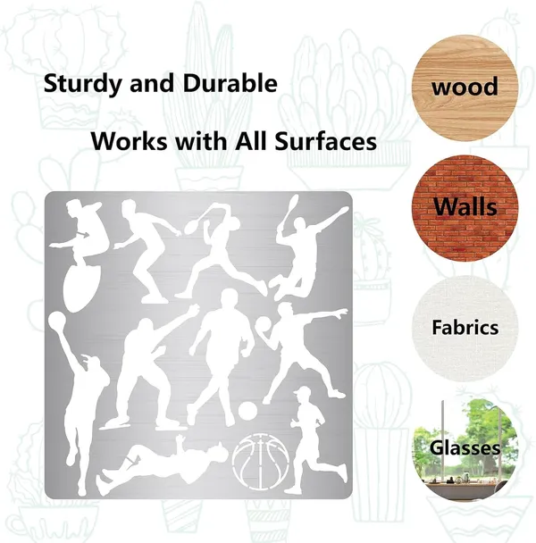 White_Sports_Metal_Stencil_Basketball_Human_Player_Stainless_Steel_Drawing_Template_Home_Decor