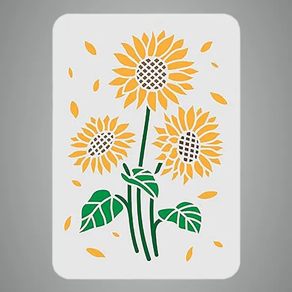 White_Sunflowers_Stencil_Plastic_Flower_Painting_Template_Home_Decor