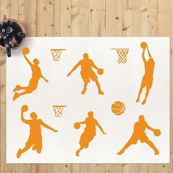 White_Basketball_Stencil_Reusable_Plastic_Templates_Home_Decor