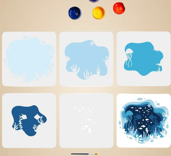 White_Layered_Sea_Ocean_Creatures_Stencils_General