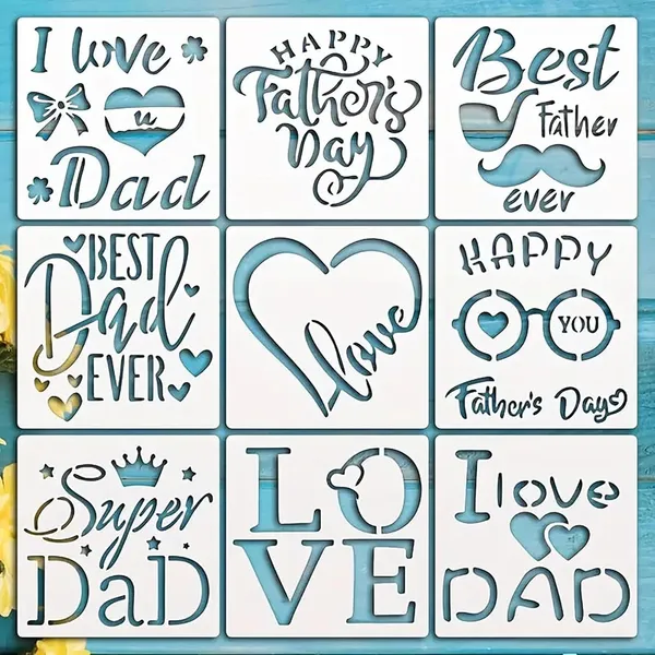White_Father_S_Day_Stencils_Reusable_Pet_Plastic_Diy_Painting_Templates_Diy_And_Craft