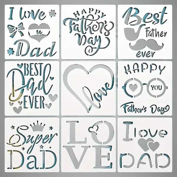 White_Father_S_Day_Stencils_Reusable_Pet_Plastic_Diy_Painting_Templates_Diy_And_Craft