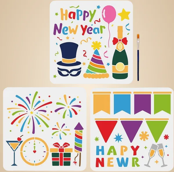 White_Happy_New_Year_Fireworks_Stencil_Diy_And_Craft