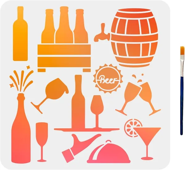 White_Wine_Glass_Bottle_Stencil_Cheers_Beer_Cocktail_Reusable_Painting_Template_Home_Decor
