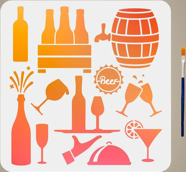 White_Wine_Glass_Bottle_Stencil_Cheers_Beer_Cocktail_Reusable_Painting_Template_Home_Decor