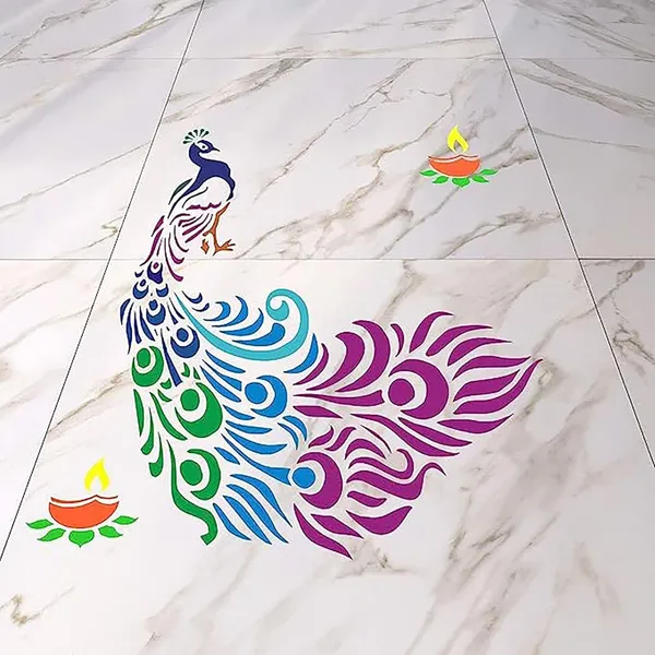 Beige_Wooden_Peacock_And_Diya_Rangoli_Stencil_Cutout_Diy_And_Craft
